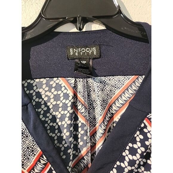 Enfocus Studio Size 14P Red White Cap Sleeve Chiffon Midi Dress - Picture 4 of 9